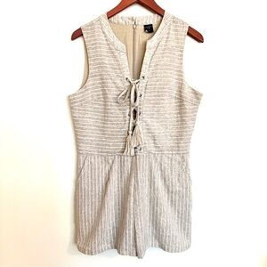 ETHEREAL Beige Striped Romper Shorts Size Large